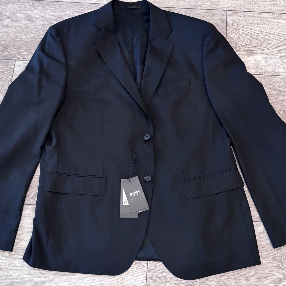 Hugo Boss Blazer Mens 48R Black Jets6/Lenon1 Travel Line Stretch Suit Jacket NWT